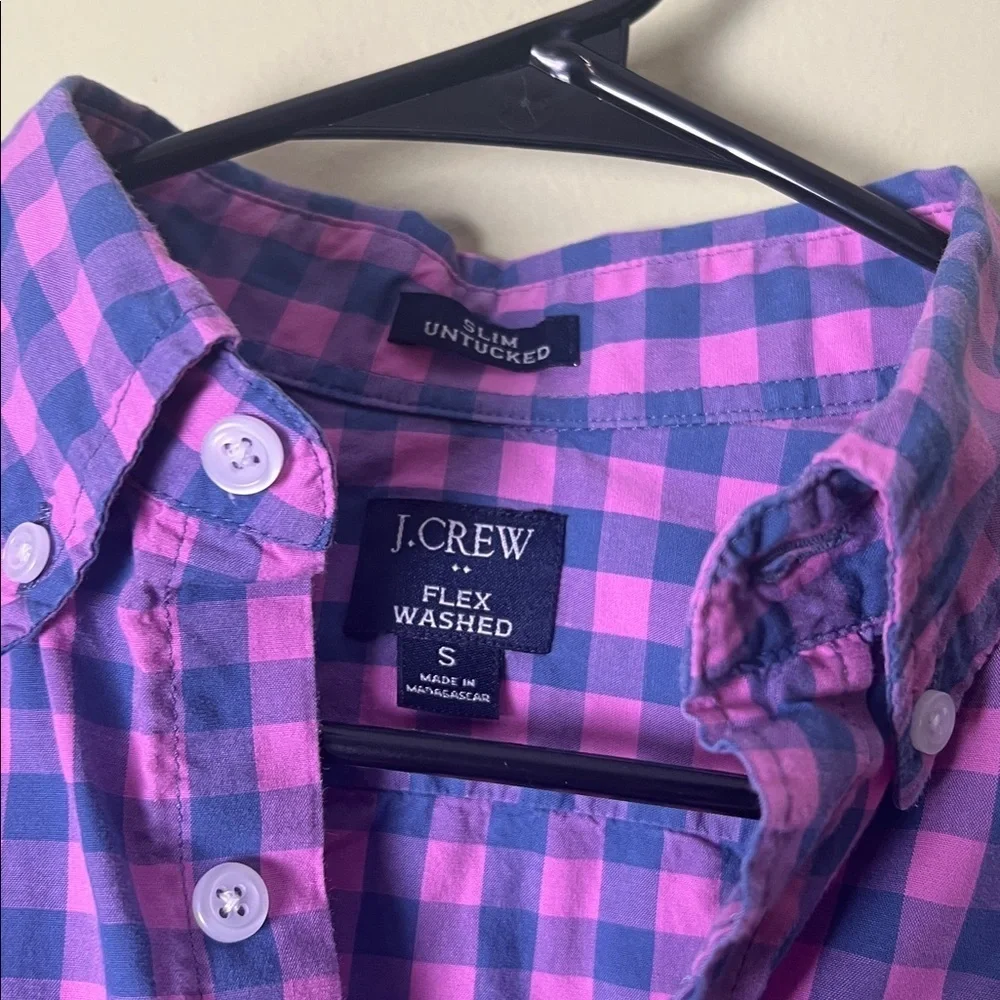 J. Crew Vibrant Pink and Blue Plaid Shirt